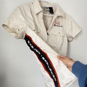 Harley Davidson Women shirt, zip up garage mechanic top, Harley Davidson